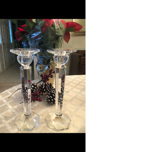 Lenox Crystal Pair Candlesticks Canopy Style 12” Never Used